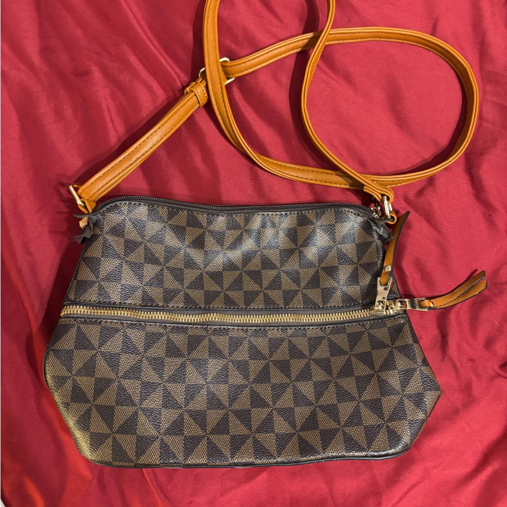 Stylish Black and Tan Geometric Women's Bag